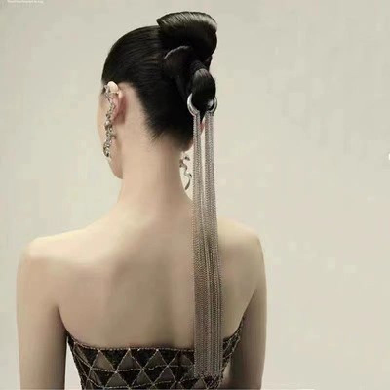 Women's Elegant Tassel Alloy Hair Band with Pearl Flower Hairpin