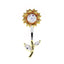 Elegant Sunflower Maple Leaf Rhinestone Inlay Belly Ring - Stainless Steel and Copper with White Gold Plating