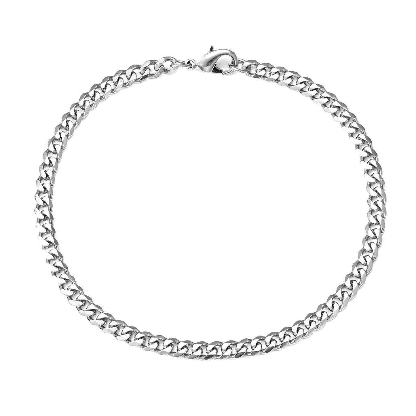 Hip-Hop Cuban Link Stainless Steel Men's Bracelet with Lobster Clasp - Multiple Widths Available