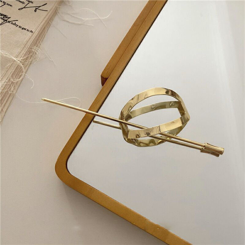 Minimalist Geometric Metal Hairpin - Solid Color Alloy Plating