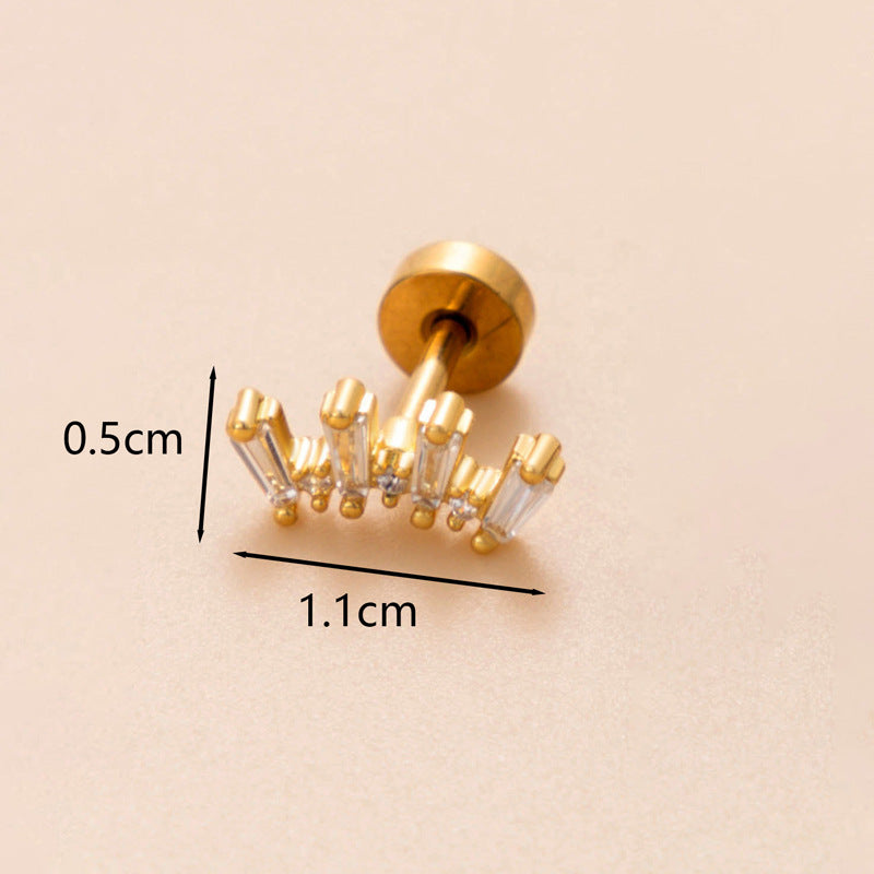 18K Gold Plated Snake Butterfly and Flower Zircon Cartilage Ear Studs