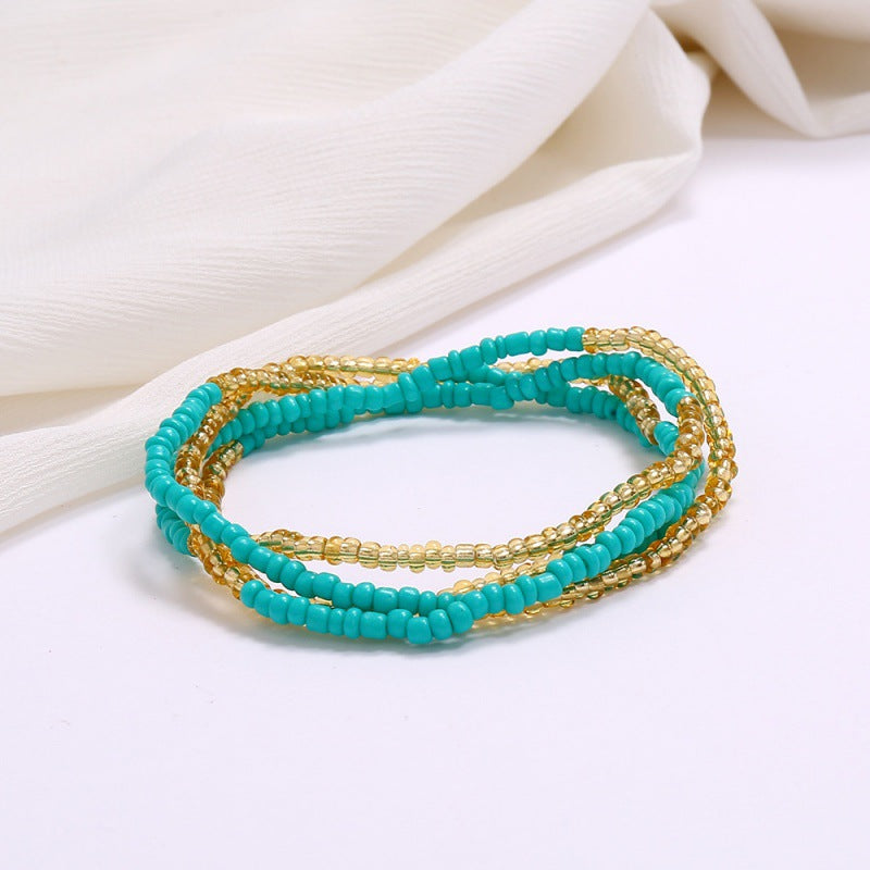 Wholesale Multi-Layer Geometric Seed Bead Plated Waist Chain