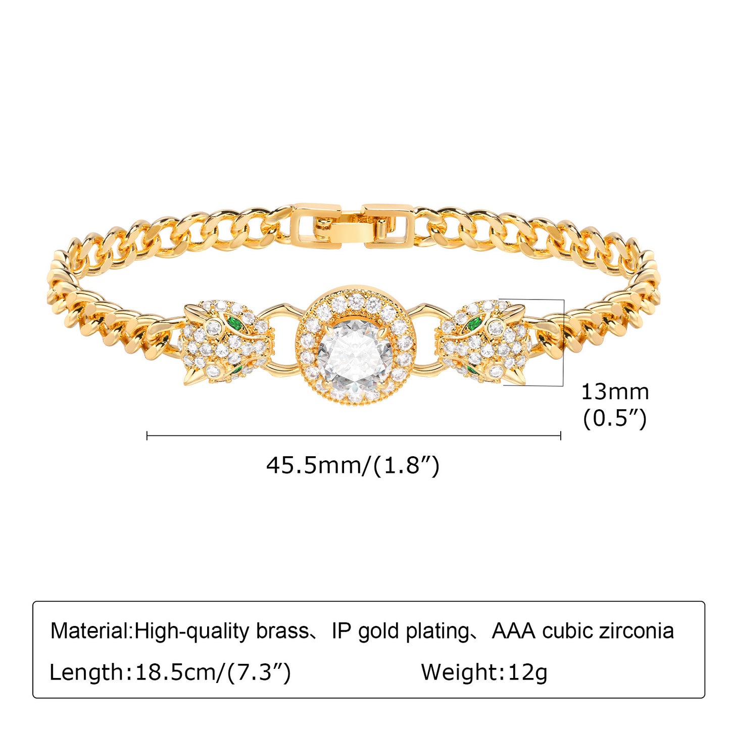 Copper Gold Plated Vintage Heart & Clover Zircon Bracelet