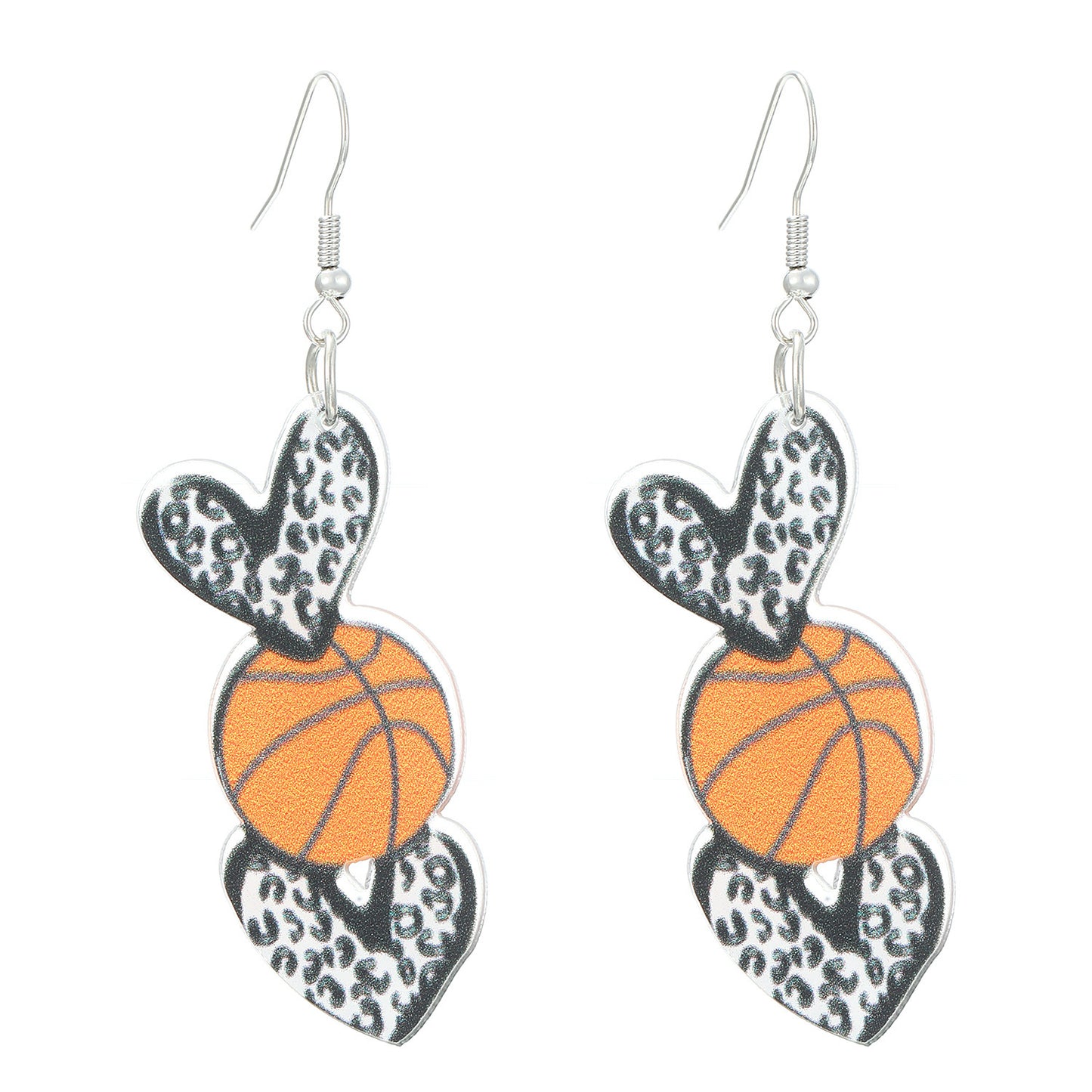 1 Pair Classic Sports Series Heart Shape Acrylic Drop Earrings