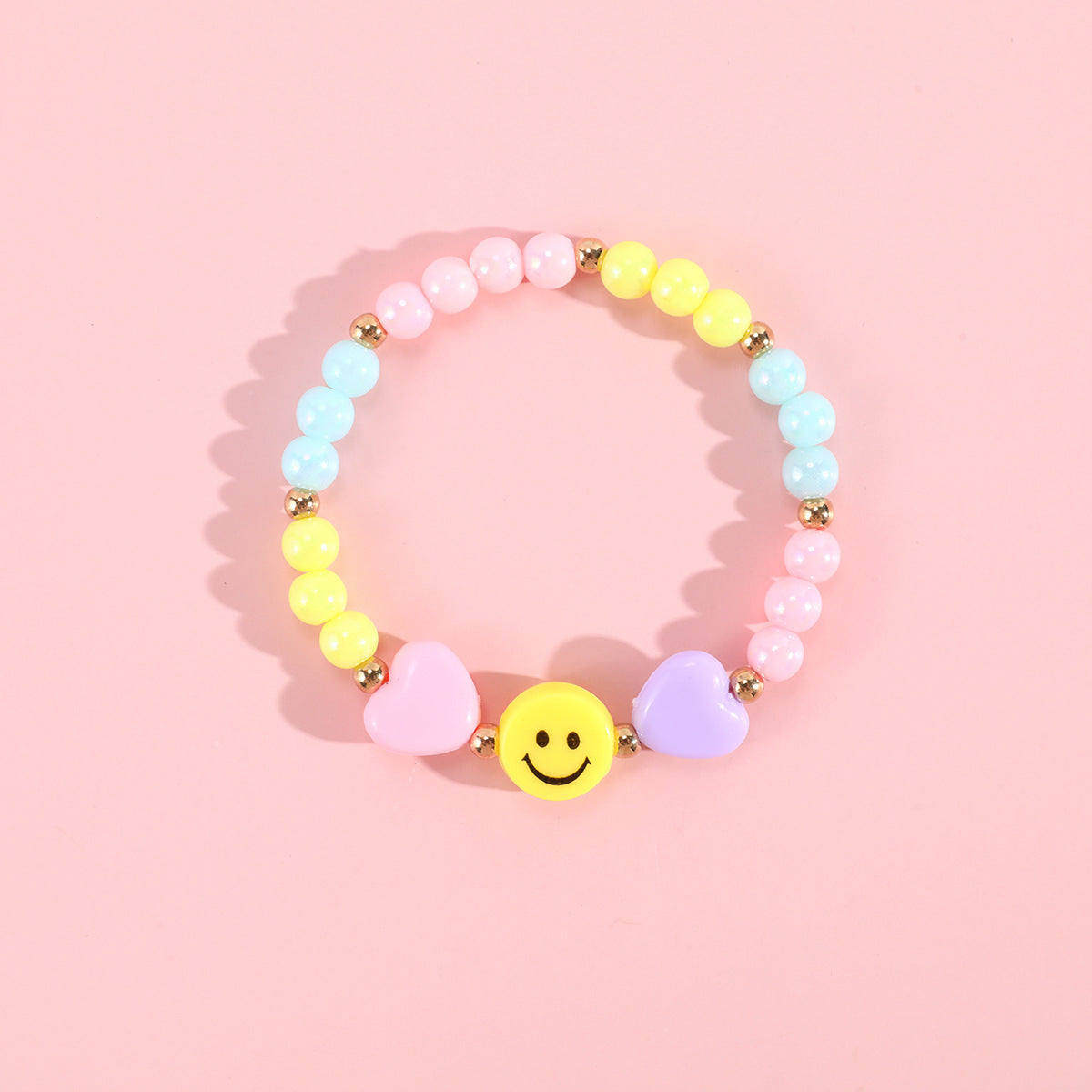 Simple Style Colorful Acrylic Beaded Kids' Bracelets with Pentagram and Smiley Face Design