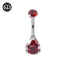 G23 Titanium Water Droplet Belly Ring with Synthetic Opal and Zircon Inlay