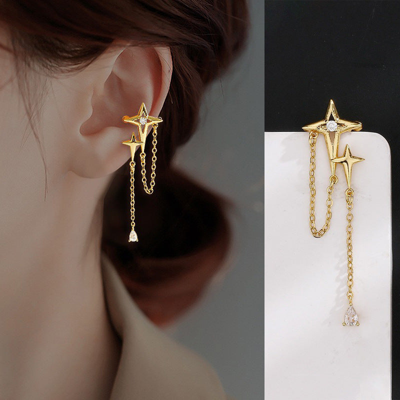 Elegant Bow Knot Tassel Copper Ear Cuffs