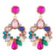 Luxurious Geometric Multicolor Glass Rhinestone Gold Plated Chandelier Drop Earrings