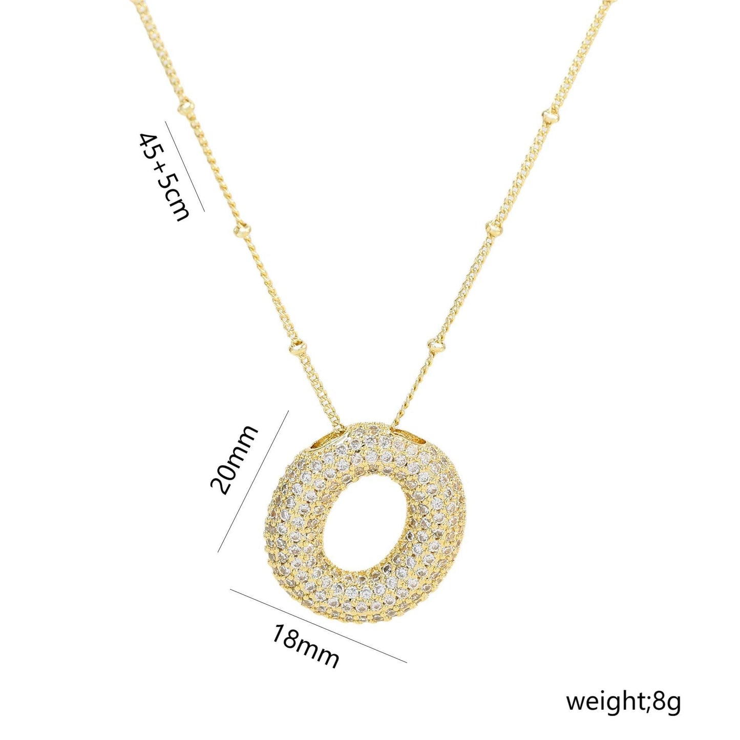 Korean Style Gold Plated Zircon Letter Pendant Necklace