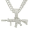 Hip-hop Pistol Rhinestone Men's Pendant Necklace with Cuban Chain