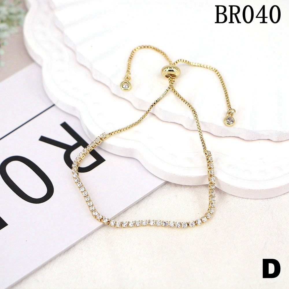 Micro-inlaid Color Zircon Basic Chain Fashion Simple Adjustable Pull Bracelet