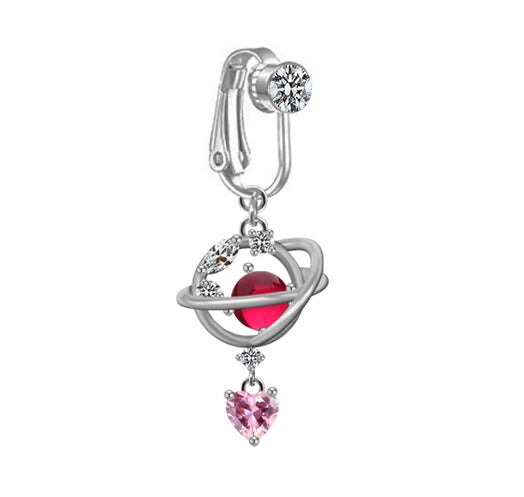 1 Piece Belly Rings Sexy Heart Shape Butterfly Planet 316 Stainless Steel  Alloy Plating Inlay Acrylic Rhinestones Glass White Gold Plated Gold Plated