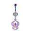 Hip-hop Rock Starry Sky Moon Rhinestone Belly Ring Stainless Steel Alloy White Gold Plated