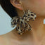 1 Pair Floral Petal Leopard Print Alloy Fabric Drop Earrings