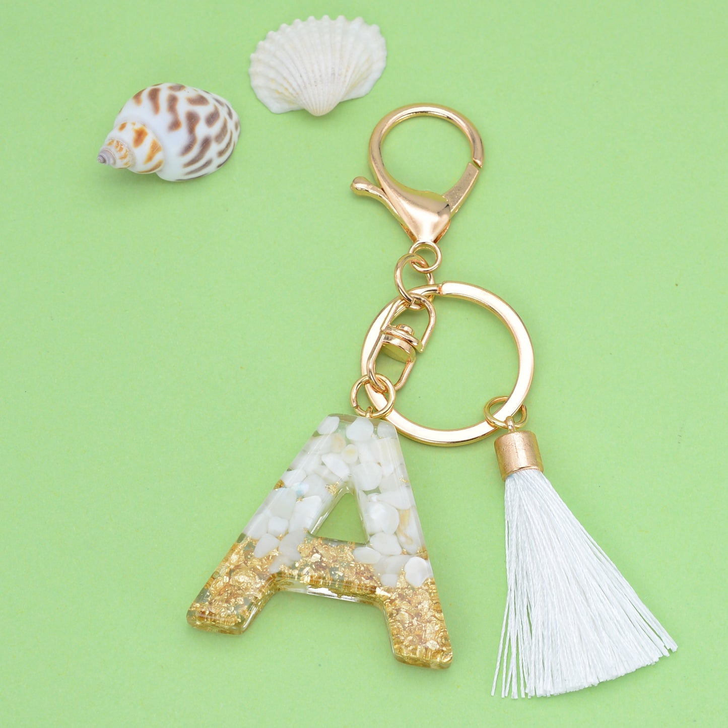 Fashion Letter Tassel Alloy Epoxy Crystal Keychain Pendant