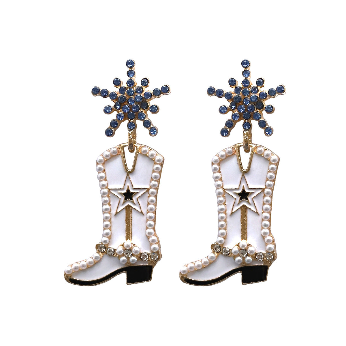 New Punk Exaggerated Martin Boots Earrings with Alloy Rhinestone Inlay