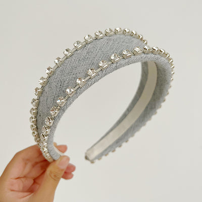 Vintage Rhinestone Embellished Solid Color Headband