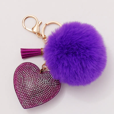 Alloy Heart Tassel Keychain with Rhinestone Charm for Bags and Cars