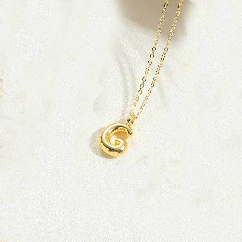 14K Gold Plated Copper Initial Pendant Necklace