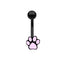 Punk Animal Paw Print Skull Belly Ring - Stainless Steel with Rhinestones and Enamel Plating