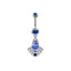 Elegant Heart-Shaped Butterfly Belly Button Ring with Rhinestones and Opal in White Gold Plated Stainless Steel