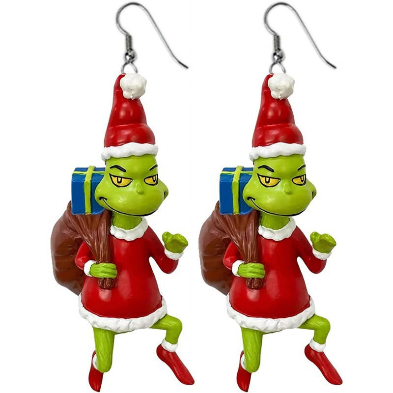 Cartoon Character Grinch Christmas Acrylic Drop Earrings