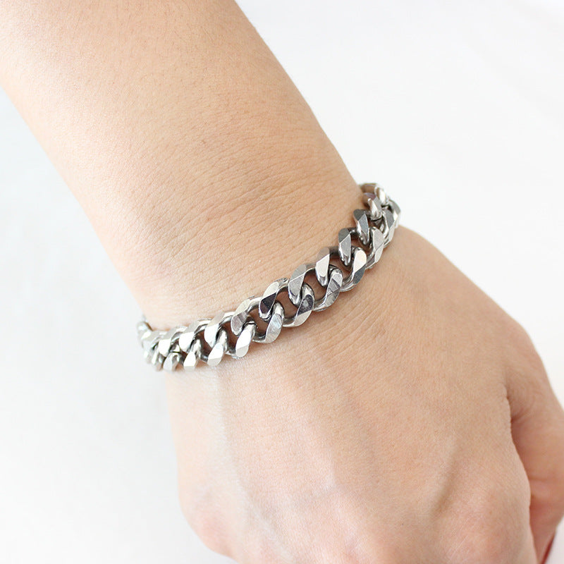 Stainless Steel Solid Color Cuban Chain Bracelet