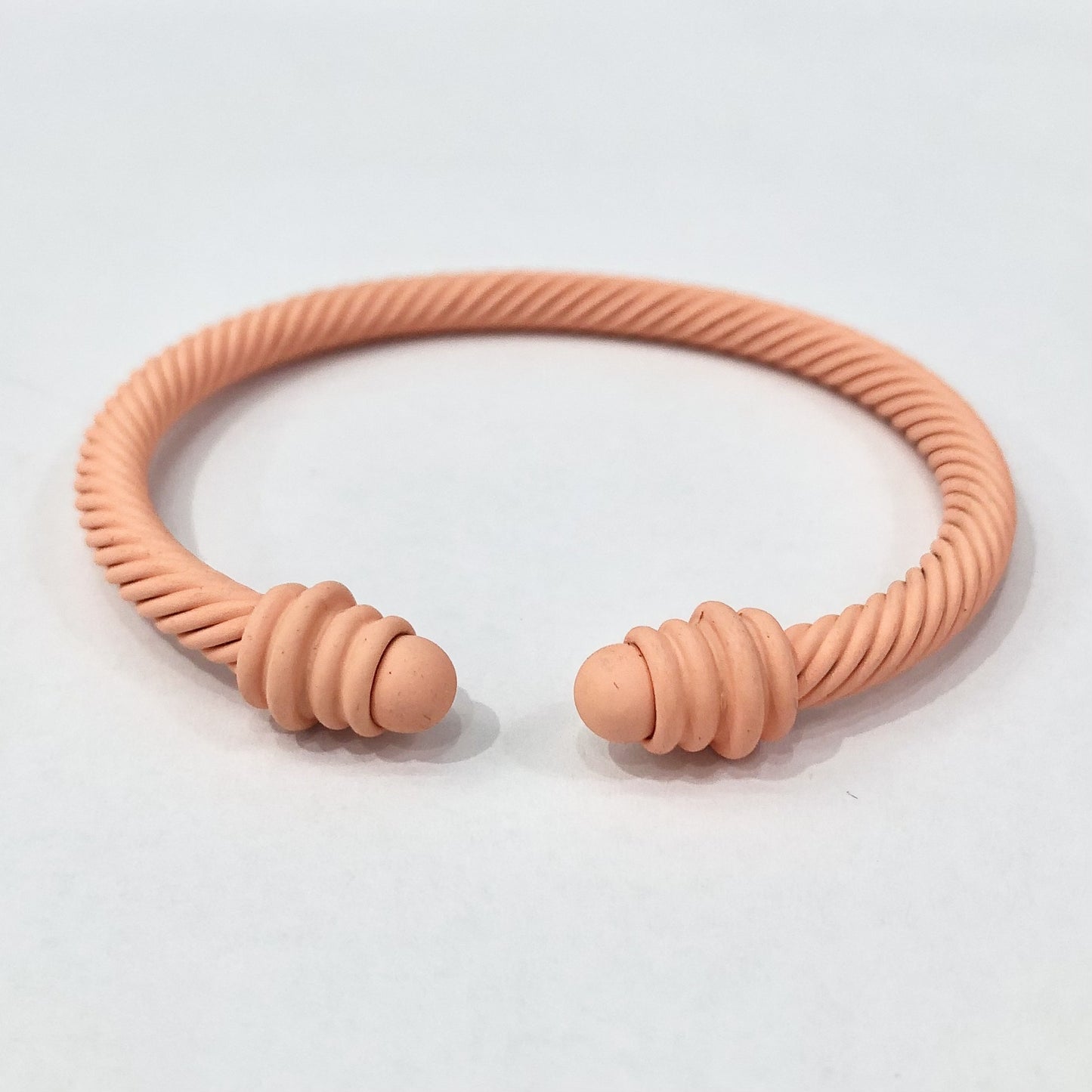 Simple Spiral Stripe Matte Color Open Cuff Bracelet for Women