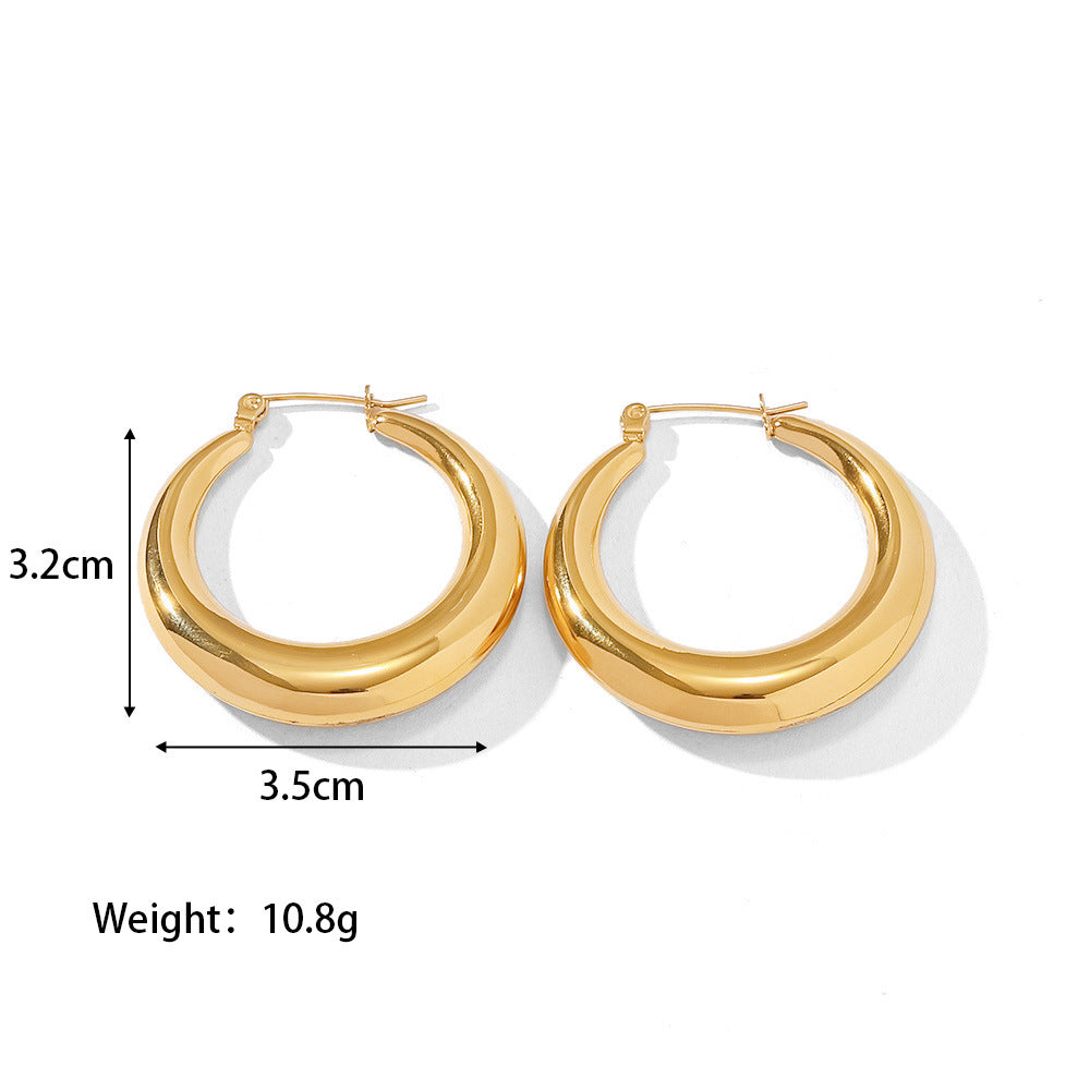 1 Pair Geometric Hollow 18K Gold Plated Stainless Steel Earrings