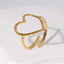 Simple Artistic Heart Shape Stainless Steel Gold and Silver Plated Adjustable Ring