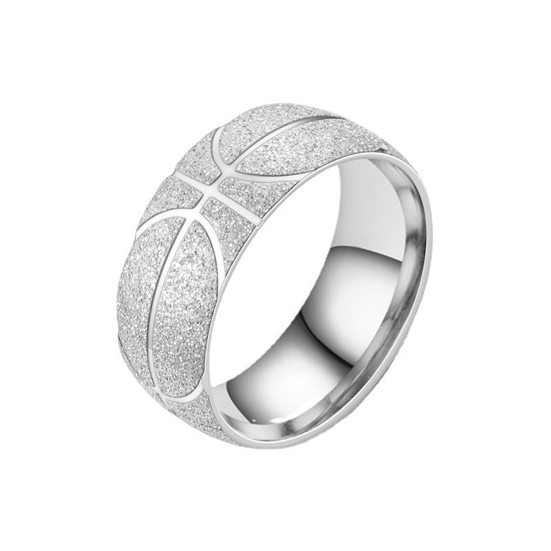 Geometric Stainless Steel Basketball Champion Rings