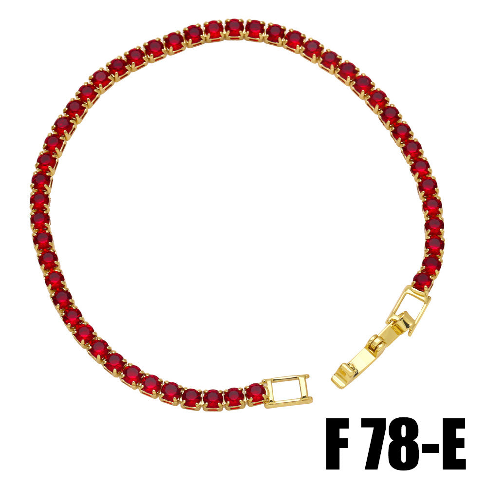 Simple Geometric 18k Gold Plated Zircon Tennis Chain Bracelet