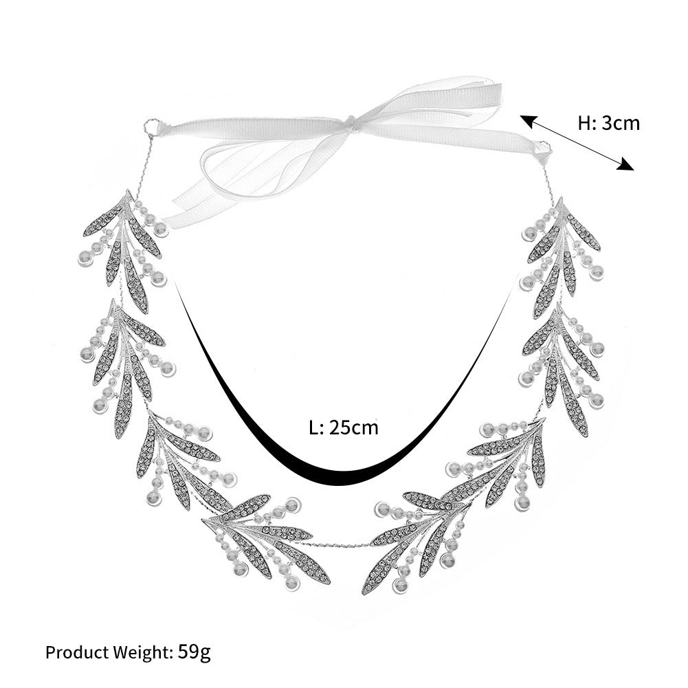 Women's Wedding Rhinestone Leaf Hair Band