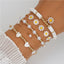 Pastoral Daisy Flower Alloy Bracelet Set - Women's Summer Floral Jewelry Collection (Set of 5)