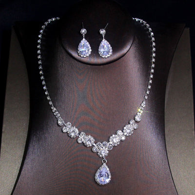 Elegant Zirconia Necklace and Earring Set for Bridal and Evening Wear