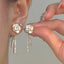 1 Pair Elegant Water Droplet Heart Flower Earrings with Artificial Pearls and Rhinestones