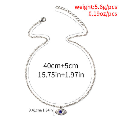 Devil's Eye Layered Alloy Pendant Necklace for Women