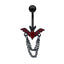 Gothic Heart Bat Spider Web Zircon Belly Ring Stainless Steel Silver Plated