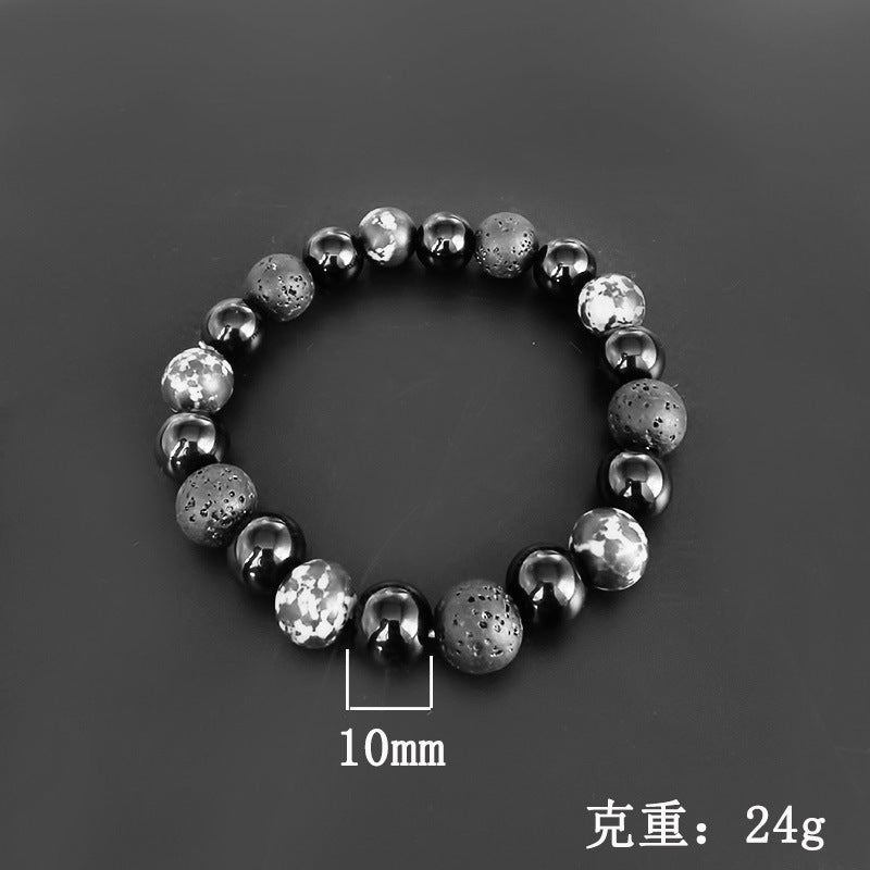 Retro Volcanic Rock Snowflake Stone Beaded Bracelets for Couples