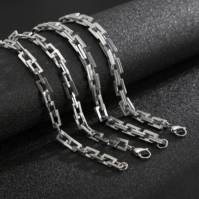 Rock Streetwear Geometric Titanium Steel Bracelets Necklace