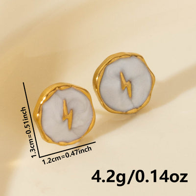 Elegant Lightning Bolt 18k Gold Plated Stainless Steel Ear Studs