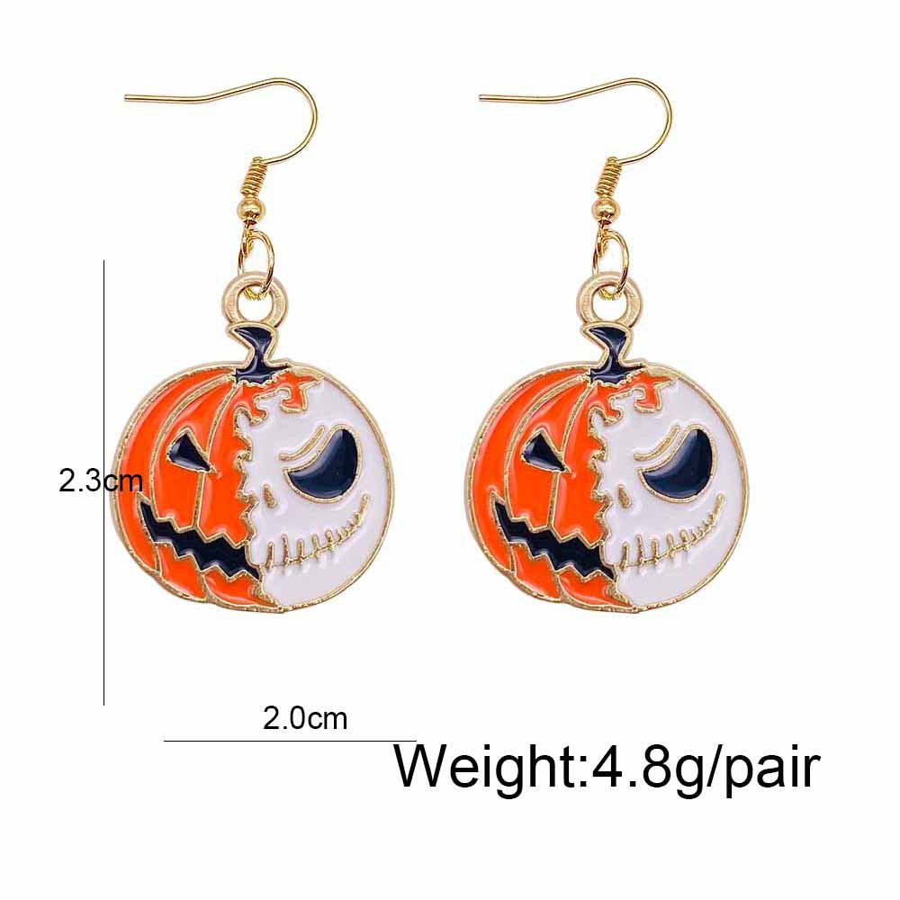 1 Pair Halloween Pumpkin Ghost Alloy Drop Earrings with Star Bow Knot Design