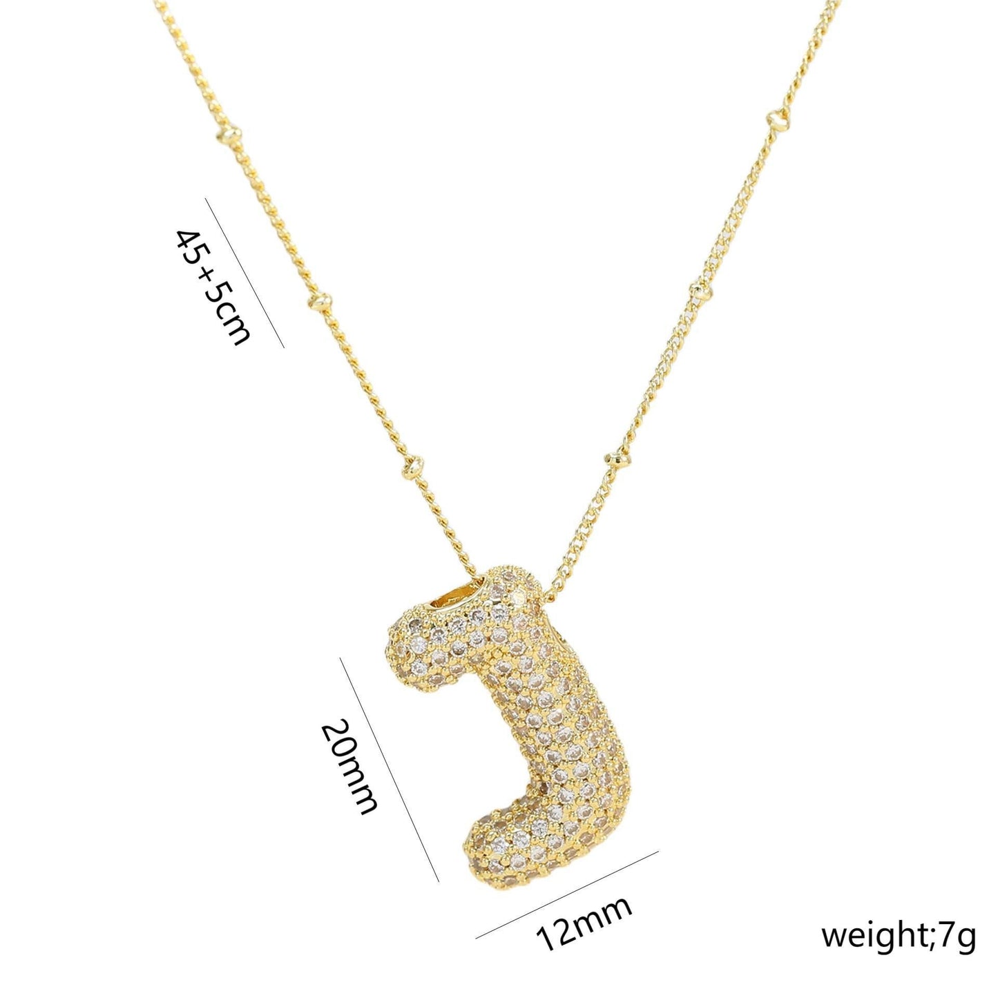 Korean Style Gold Plated Zircon Letter Pendant Necklace