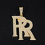 Hip-Hop Double R Letter Rhinestone Pendant Necklace in Gold Cuban Link