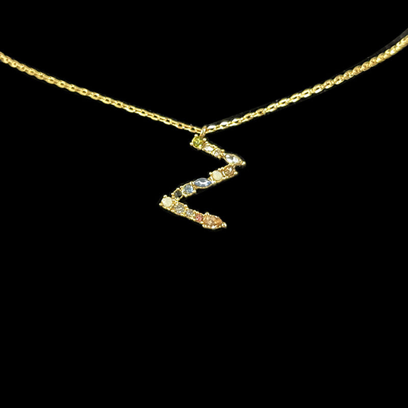 Simple Style 18k Gold Zircon Letter Pendant Necklace