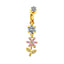 Sweet Streetwear Star Moon Heart Shape Gold Plated Belly Ring with Rhinestones and Flower Design