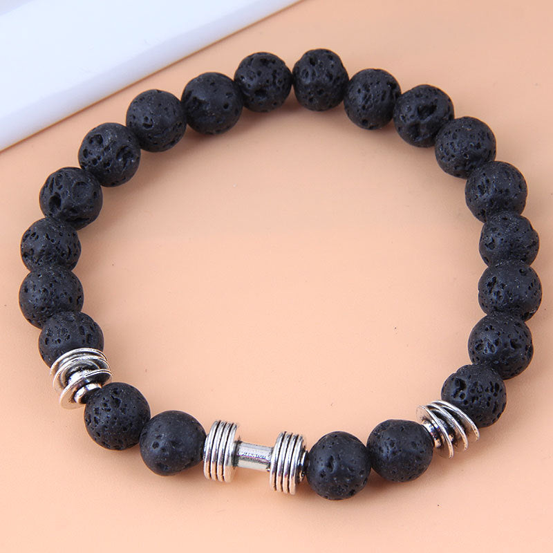 Geometric Alloy Owl Volcano Stone Bracelet