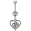 Fashion Rhinestone Heart Pendant Belly Ring