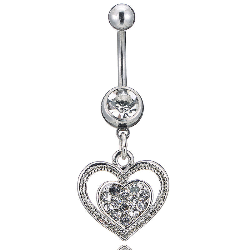 Fashion Heart Rhinestone Belly Ring