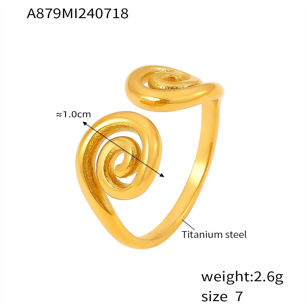 Preppy Style 18K Gold Plated Titanium Steel Adjustable Twist Ring